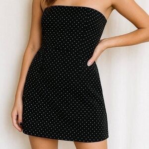 Y2K GAP Black Strapless Polka Dot Dress
